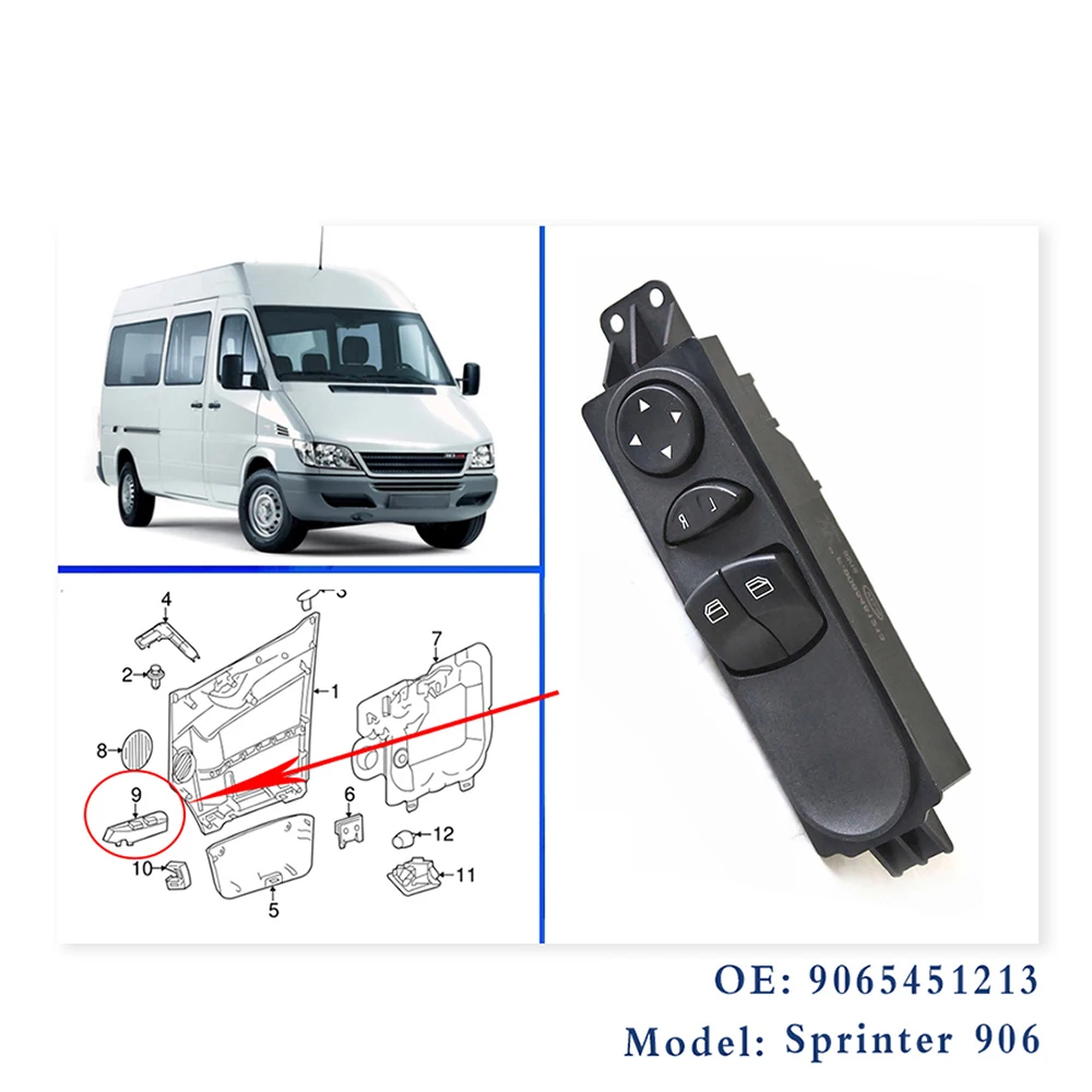 Переключатель стеклоподъемника передний левый для Sprinter 906 Oem 9065451213