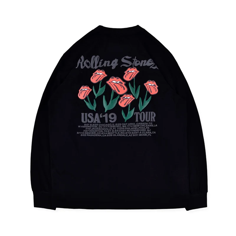 Kanye CPFM. XYZ Rolling Stones футболка с длинным рукавом для мужчин и женщин Crewneck уличная футболка странные вещи черная белая футболка