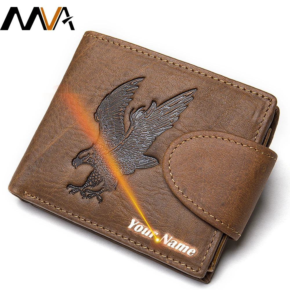 Клатч с гравировкой MVA мужской кошелек из натуральной кожи держатель для карт