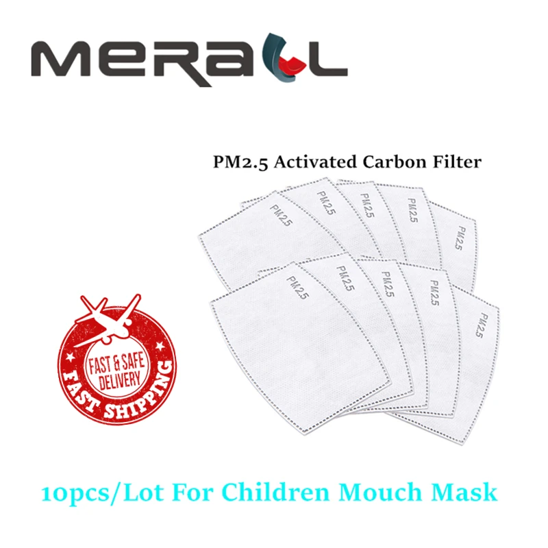 

10Pcs/Loe PM2.5 Anti Haze Mouth Mask Replaceable Filter-slice 5 Layers Non-woven Anti-dust Child Kids Activated Carbon Filter