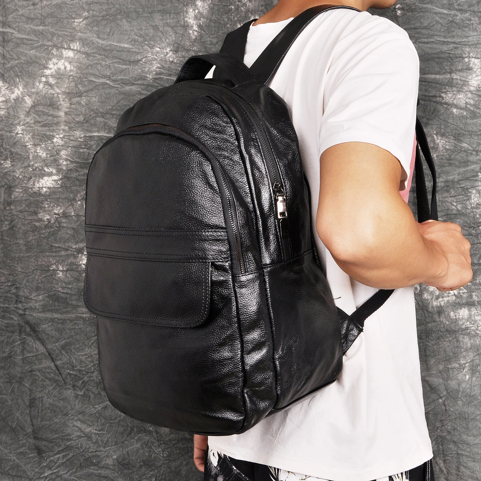 Дизайн Мужской оригинальный кожаный повседневное Мода Большой ёмкость путешествия школьный 17 "ноутбук рюкзак, Студенческая сумка BB337