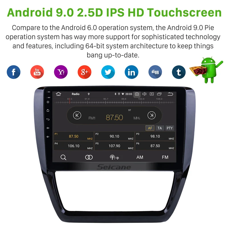 Discount Seicane 10.1 inch HD Touchscreen Android 9.0 Car Radio for 2012 2013-2015 VW Volkswagen SAGITAR Support Bluetooth WIFI SWC 4G 4