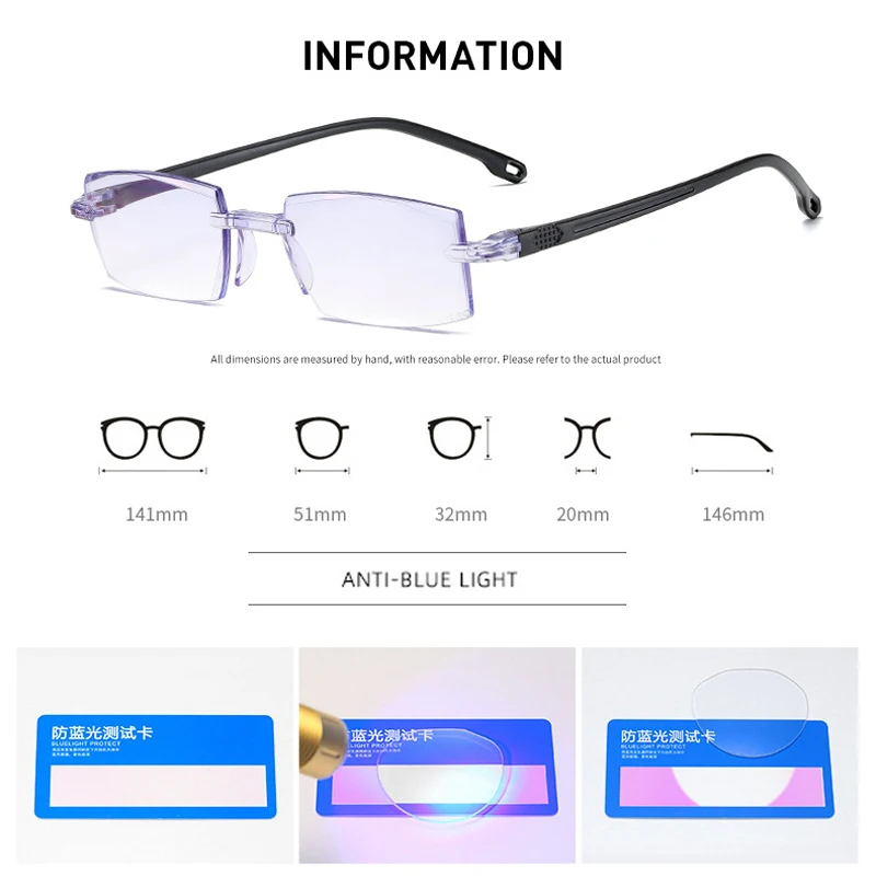 blue light filter glasses New Anti Blue Light Finished Myopia Glasses Rimless Business Nearsighted Eyeglasses Diopter -1.0 1.5 2.0 2.5 3.0 3.5 4.0 blue blocker sunglasses