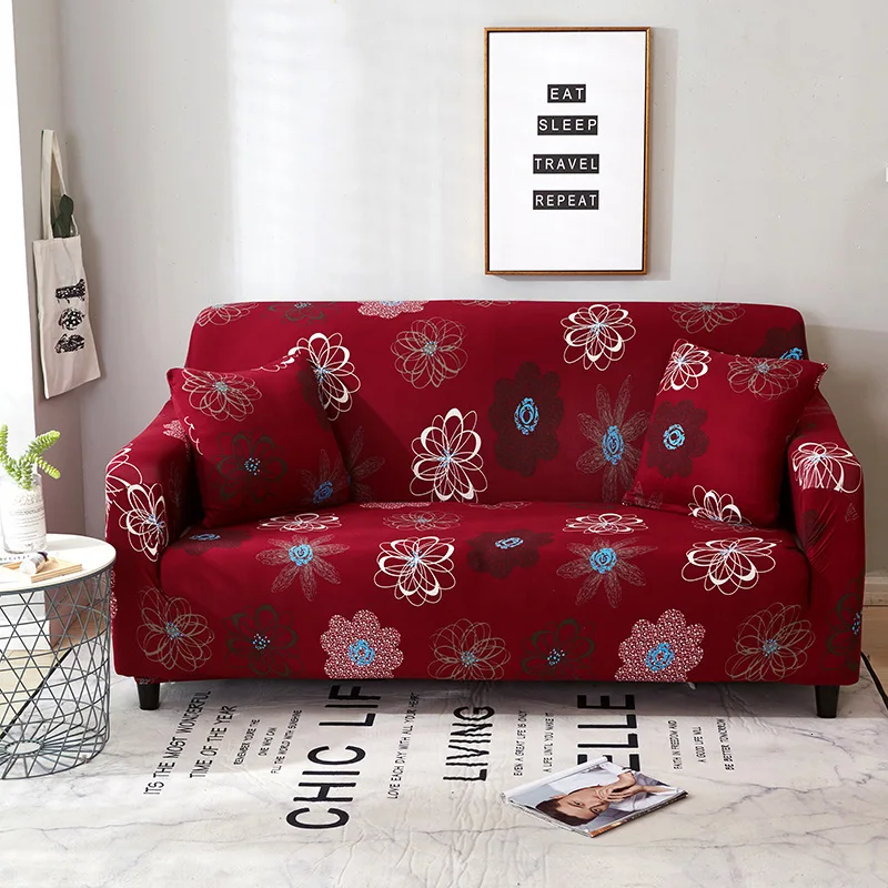 Эластичные чехлы для диванов, секционные чехлы для диванов в гостинную, чехлы для диванов, один/два/три сиденья, набор Dream Pavilion, нескользящая подкладка - Цвет: Red 3