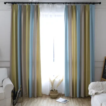 

Simple Modern Striped Plain Color Shading Curtains for Living Dining Room Bedroom.