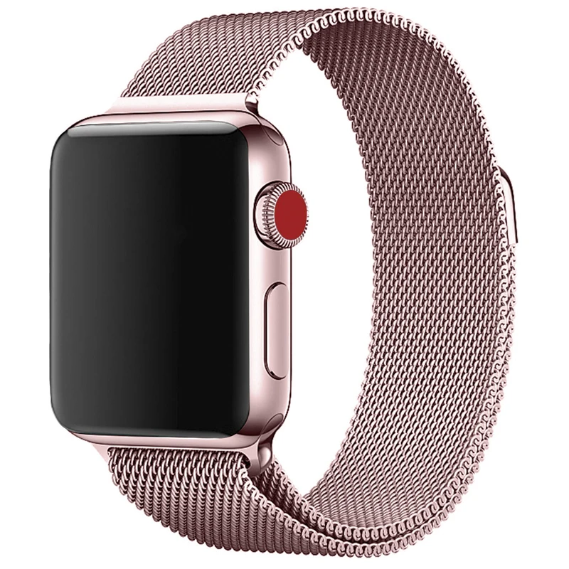 Rose Red Миланский Браслет-петля, браслет из нержавеющей стали для Apple Watch, серия 1, 2, 3, 42 мм, 38 мм, металлический ремешок для iwatch 4, 5, 40, 44 мм, разноцветный - Цвет ремешка: Rose Red