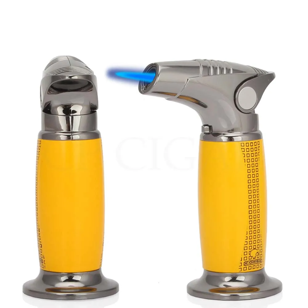 

COHIBA Table Lighters Butane 1 Torch Jet Flame Cigar Lighter Metal Gas Fire Cigarette Lighter Windproof Cigar Gadget W/ Gift Box