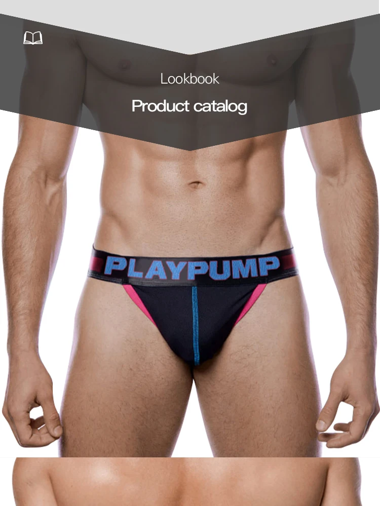 PLAYPUMP Brand Man Underwear Cotton Briefs Men Sexy Under Wear Gay Breathable Sports Fashion Male Panties Side Cut  PP9113 boxer briefs with ball pouch