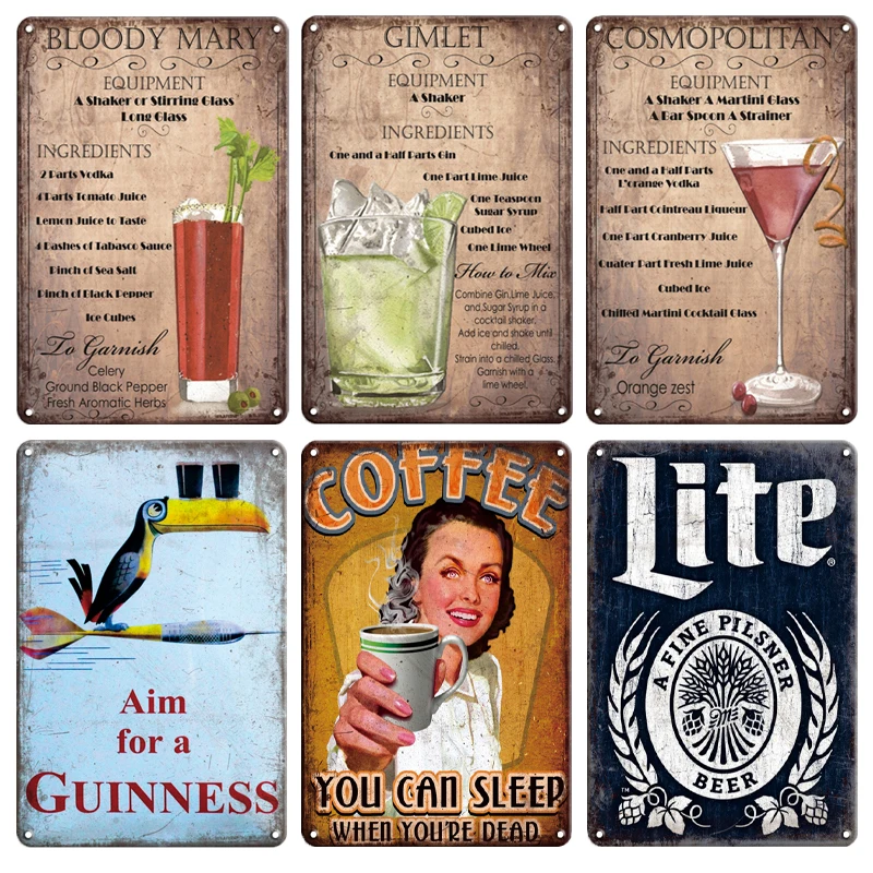 Металлическая вывеска Guinness Corona для коктейлей и рома жестяная винтажный внешний