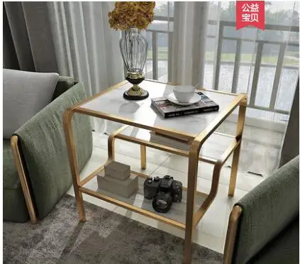 Гостиная мраморная сторона закаленного стекла угол несколько Простой кофейный мини-столик боковой Диванный для шкафа или кровати движущийся квадратный стол