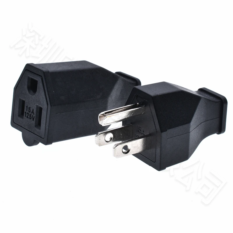 Black Copper American 3 Pins Power Plug Elcectrical AC 125V 15A US Power Cord Detachable Industrial Plug Socket