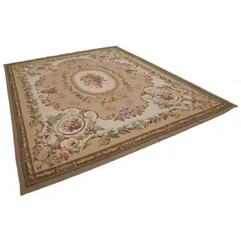 

269x338 Cm Beige Handmade Aubusson Rugs-9x11 Ft