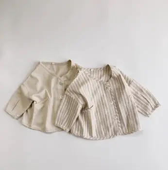 

2020 New Arrival Girls Boys Coat Spring Cotton Linen Full Sleeve Fashion Kids Jacket 1-6 Years PY942