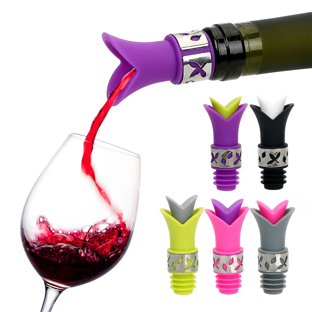 

2PC Wine Bottle Stopper Beer Bottle Cork Stopper Plug Lily Flower Vacuum Sealer Bar Tools Sealing Bottle Cap Bar Accessories