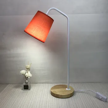

Creative Wood Table Lamp LED Study Bedroom Modern Simple Style USB Cloth Art High Quality Bedside E27 Pure Color Reading Light
