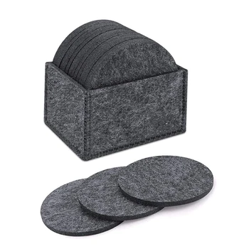 

14pcs Round Felt Coasters Including Box Glass Coasters for Drinks Cups Bar Glass E2S