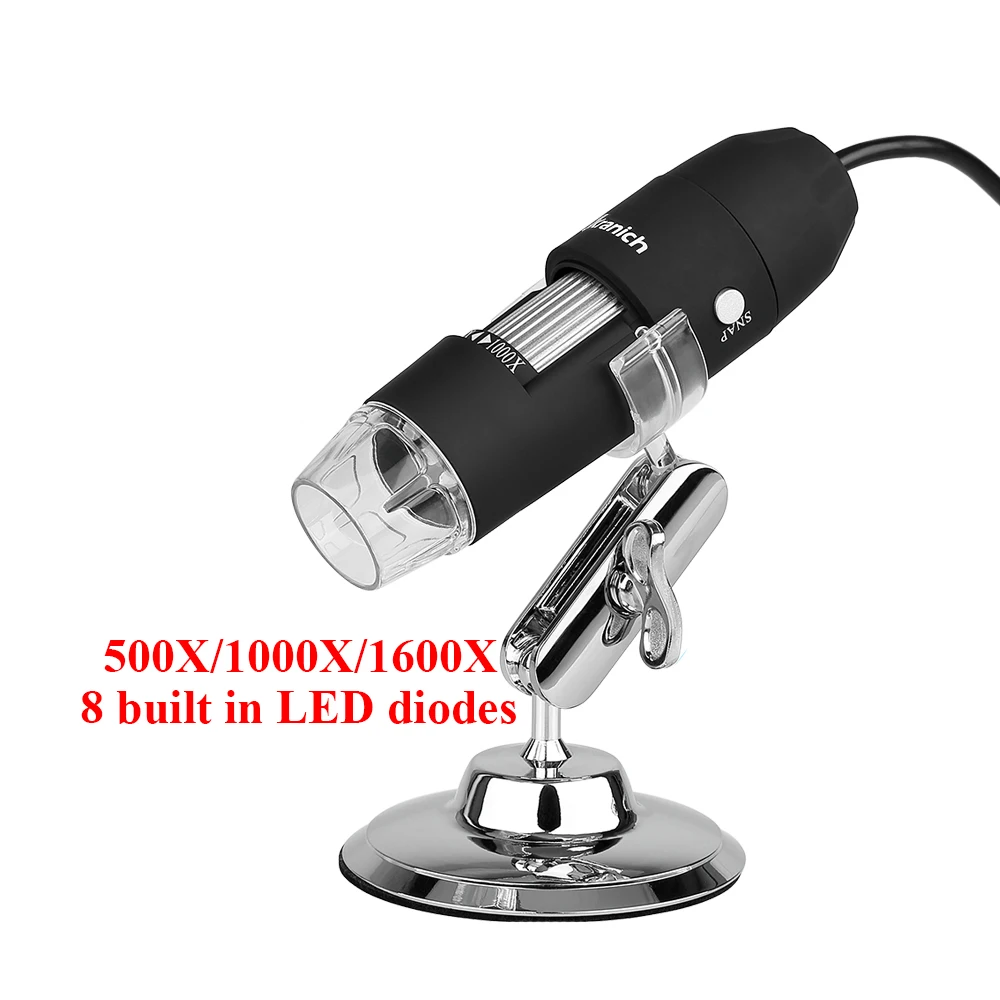 USB микроскоп Лупа мегапикселей 500X1000X1600X8 светодиодный цифровой микроскоп Лупа электронный стерео USB эндоскоп камера