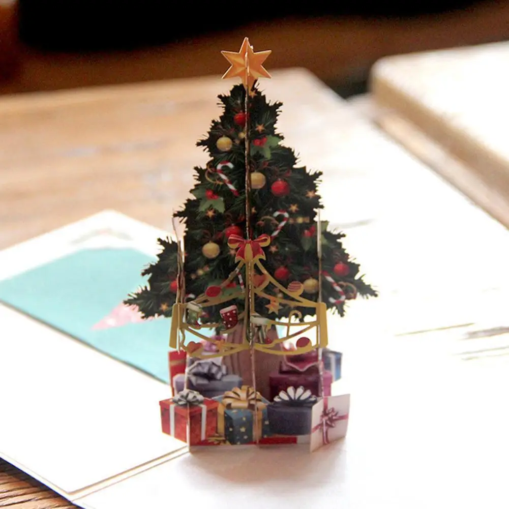 3D Up Greeting Card Handmade Happy Birthday Xmas Merry Christmas Card Gifts Invitation Card 9 Styles - Цвет: D
