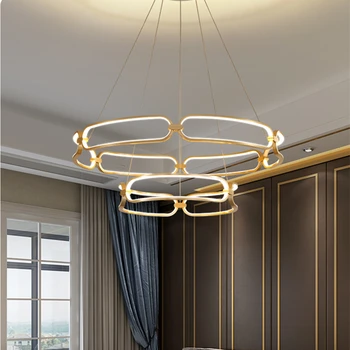 

Simple Modern Led Chandelier Gold Lustres Led Ceiling Mounting Chandelier Lightings For Dining room Kitchen Living room Bedroom