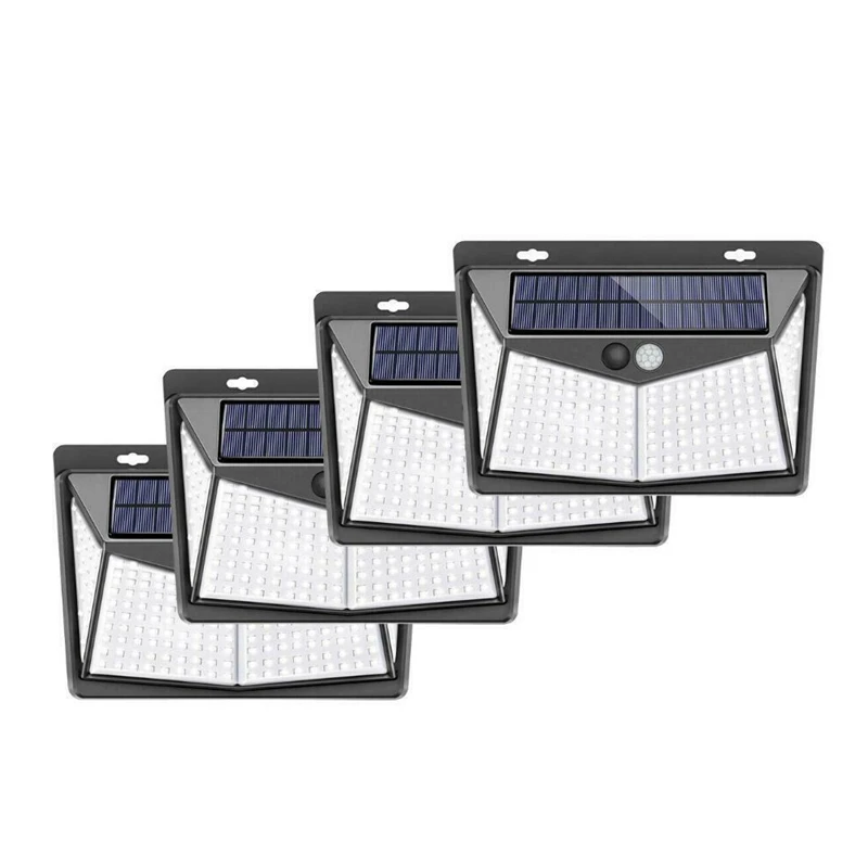 

Promotion! 4 Pack 208 LED Solar Lights Powered PIR Motion Sensor Light Outdoor Garden Security Flood Lamp