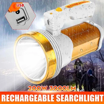 

200W LED Portable Spotlight Lantern Searchlight Rechargeable Handheld High Power Portable Light for Outdoor Hunting Camping