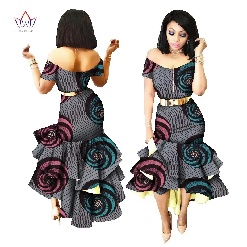 Новинка 2017 года в африканском стиле Воск принт Платья для женщин Для Базен Riche