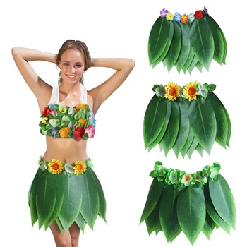 

Kid Adult Hawaiian Artificial Tropical Leaves Flower Skirt Hula Boho Party Hawaii Decoration Wreath Skirt Beach Holiday Costume