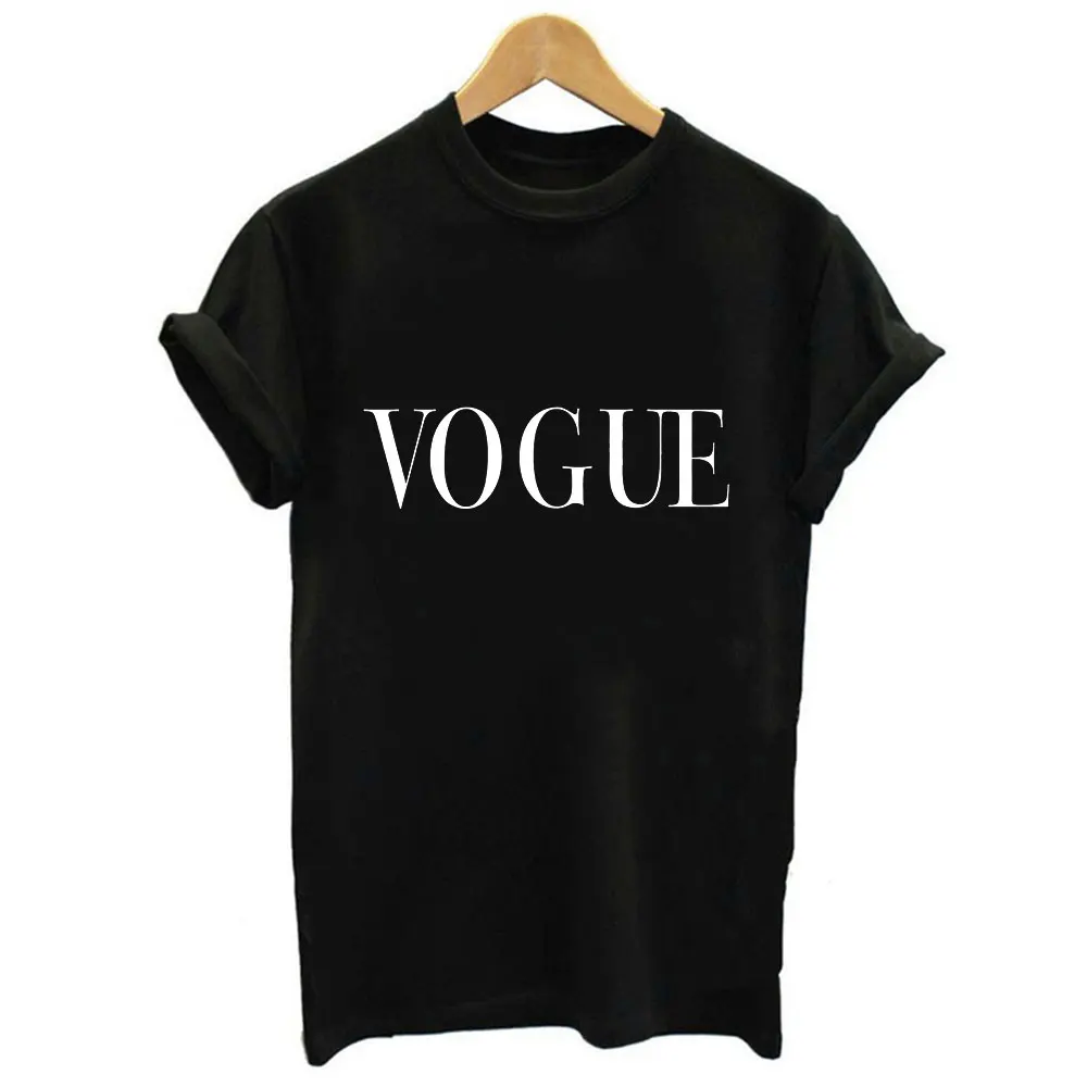New Shein Arrivals Fashion VOGUE Printed Women's Shirt Blouse Women Tee Tops Casual Female Plus Size S-XL Harajuku Summer Shirt