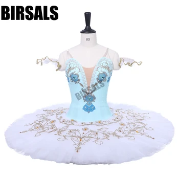 

Women Nutcracker ballet stage costume Adult professional ballet tutu blue gold cinderella classical pancake tutus BT9234A