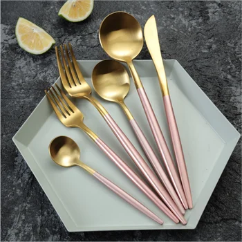 

4Pcs/set Black Gold Cutlery Set Stainless Steel Tableware Dinnerware Silverware Flatware Set Dinner Knife Fork Spoon Chopsticks