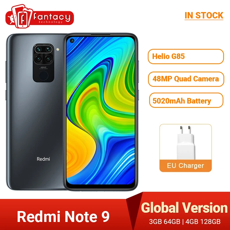 Global Version Xiaomi Redmi Note 9 Smartphone NFC 64GB 128GB Helio G85 6.53 48MP AI Quad Camera Note9 Mobile Phones 5020mAh