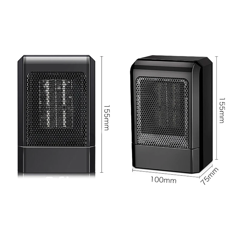 500W MINI Portable Ceramic Heater Electric Cooler Hot Fan Home Winter Warmer Black EU Plug
