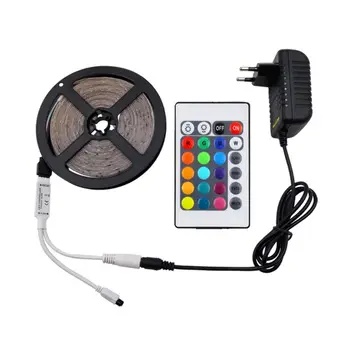 

4pcs 5M LED Strip Light 2835 SMD RGB Tape DC12V Flexible Ribbon Diode 24 Key Controller Adapter EU Decor Home Hotel Car Bridge
