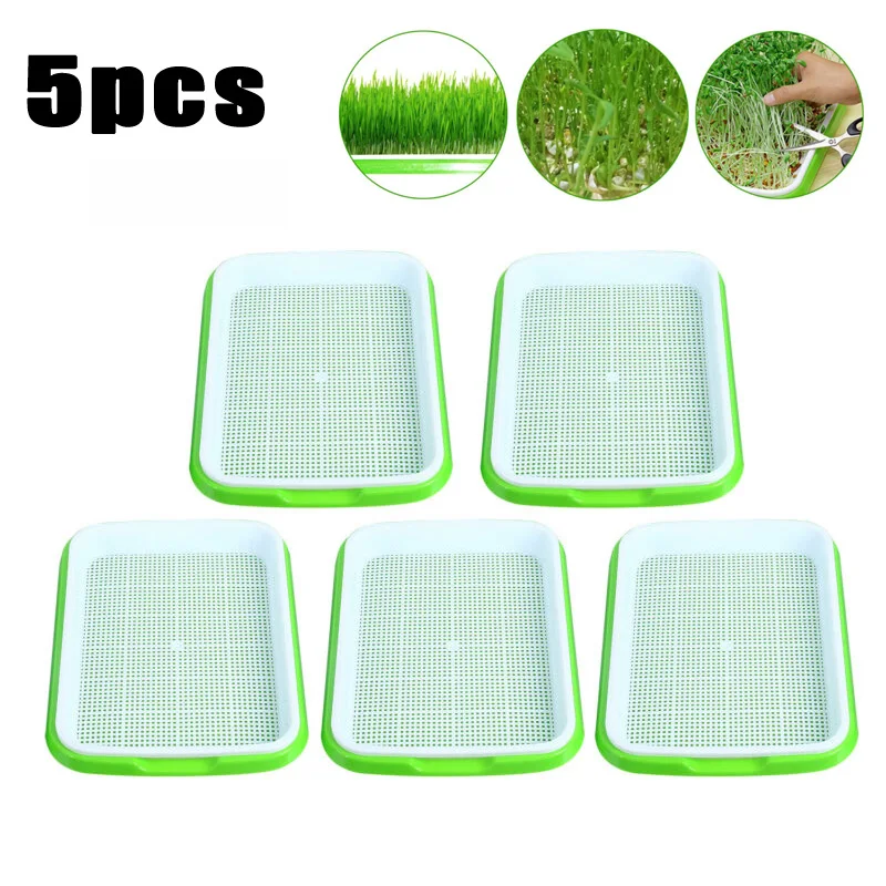 

10pcs Nursery Tray Seed Sprouter Tray Plastic Soil-Free Capacity Wheatgrass Grass Grow Box High Quality