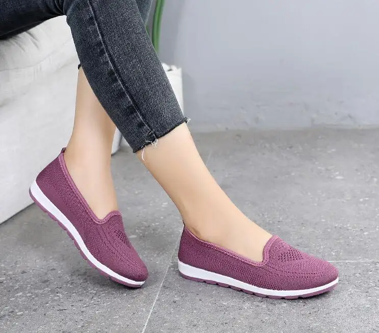 casual women's sneakers and knitted fabric loafers, comfortable and stylish footwear options 
