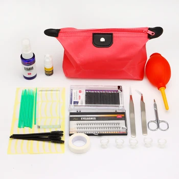 

16PCS/Set Grafting Eyelash Extension Set Practice Exercise Kit Professional Individual False Eye Lashes Kit Bag Makeup Tool