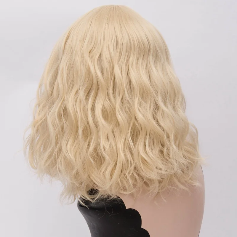 Короткий парик синтетический парик для косплея оранжевая фиолетовая решетка блонд волна челка Флуоресцентный цвет парик для женщин 10 цветов