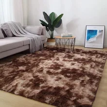 Европейский удлиненном плюше; ковер для Гостиная Спальня нескользящие носки-тапочки для новорожденных коврики моющиеся галстук крашения градиент Цвет ковер домашний декор