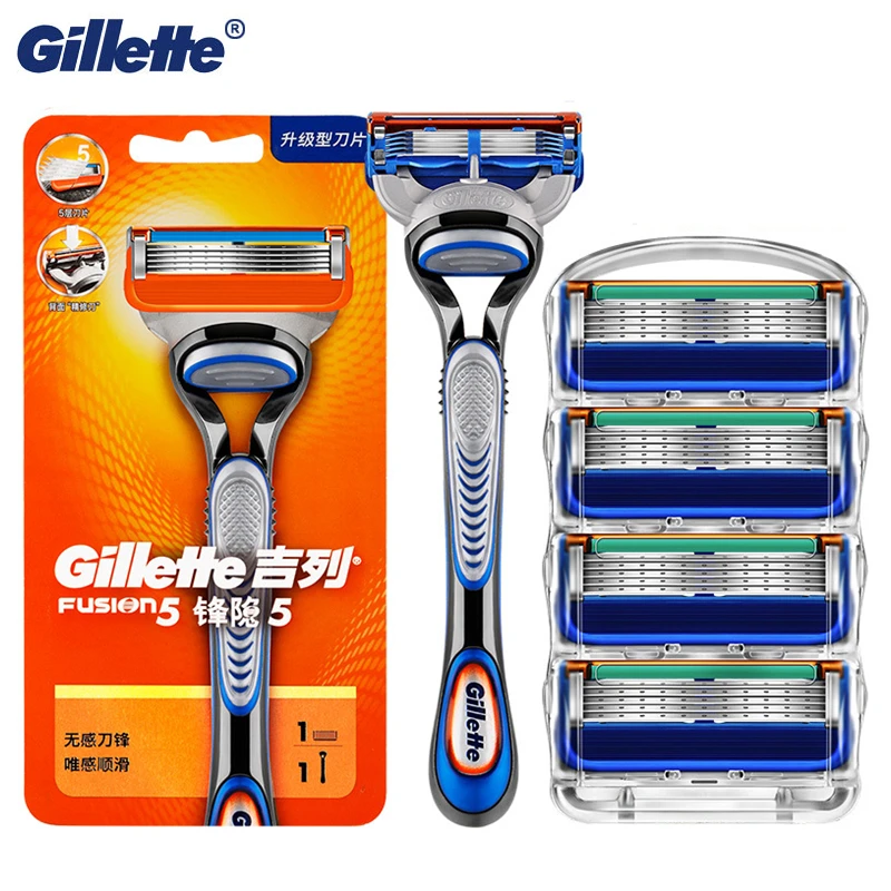 Gillette Fusion 5 Мужская бритвенная ручка с лезвием ручная бритва для бритья лезвия