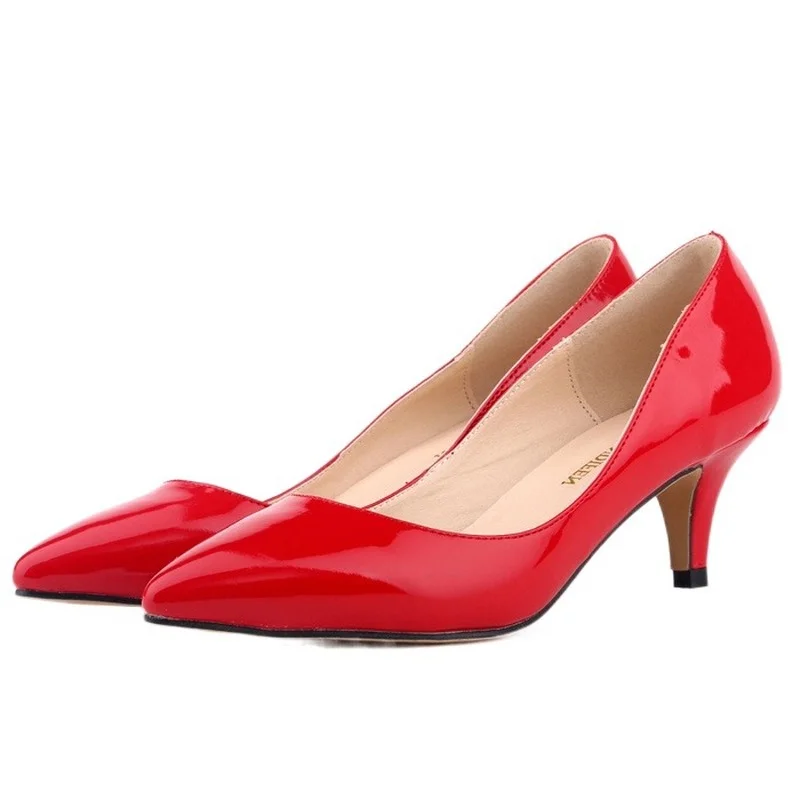 Clásico Sexy señaló bajo Med tacones mujeres bombas zapatos de Primavera de la boda Vestido de gran tamaño 35-42-678-1PA