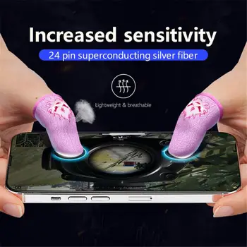 Oddychający Luminous Finger Sleeve kontroler do gier fingertip dla Pubg Sweat Proof non-scratch Touch Screen Gaming Thumb Gloves tanie i dobre opinie centechia CN (pochodzenie) Other drop shipping 1*a pair of finger cots isolate hand sweat and sn contact non-slip anti-drop oil-proof