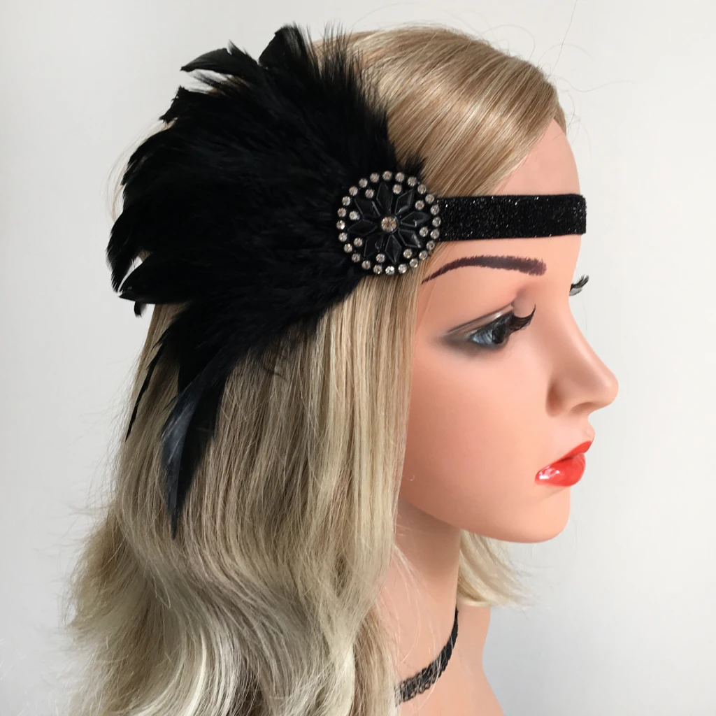 Women's Black Headband 1920's Headdress Headband Headwear Hair Band Flappers Hair Accessories