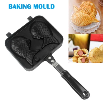 

Hot Taiyaki Fish Shape Cake Maker Waffle Pan Mold Cast with 2 Sided Home Cooking Bakeware Tool D6