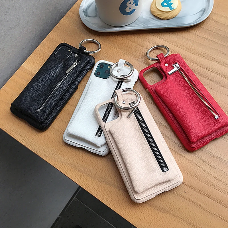 Для iPhone 11 Pro Max чехол, Роскошный кошелек из искусственной кожи, сумка на молнии, чехол-подставка для iPhone 11 6S 7 8 Plus X XR XS с металлическим кольцом
