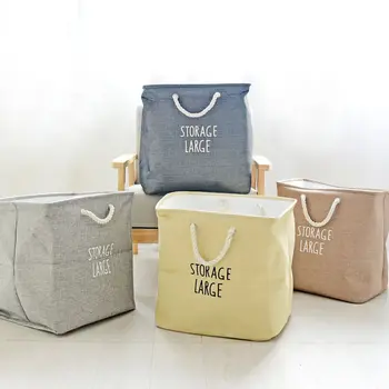 

Home storage cotton linen Thickened EVA lined laundry basket for sundries Coarse cotton rope hand basket clothing storage basket