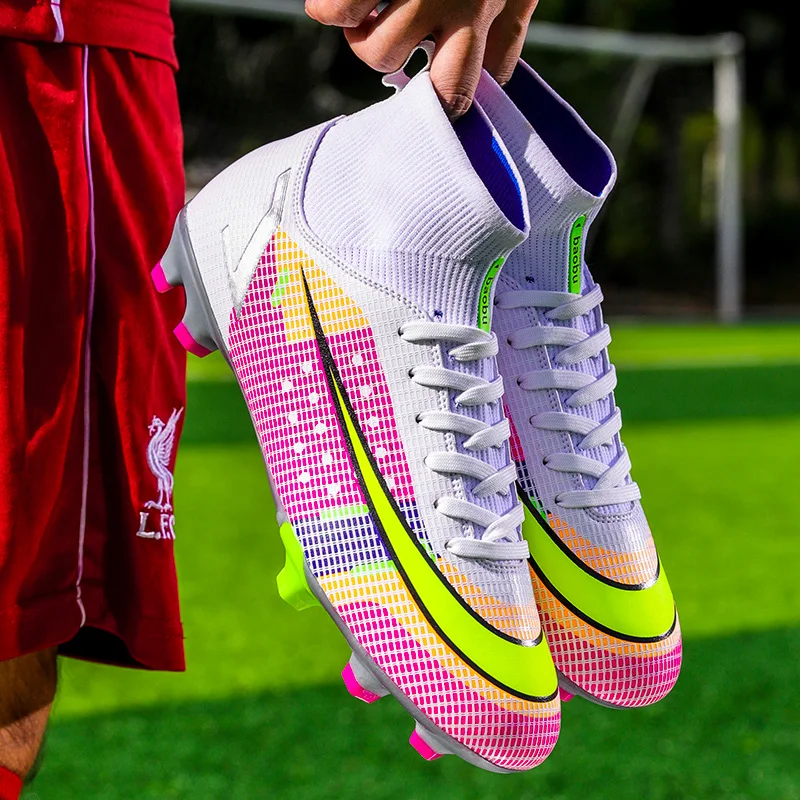 Hot Roze Wit Voetbal Sneakers Schoenplaten Mannen Nieuwe Hoge Top Tf/Fg  Voetbalschoenen Man Outdoor Training Schoenen Anti Slip Botas De Fútbol| Voetbalschoenen| - AliExpress