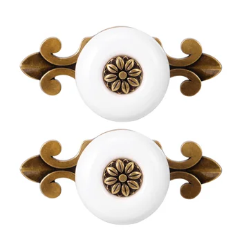 

2Pcs Furniture Handle Zinc Alloy Cabinet Door Drawer Ceramic Handle Drawer Knob Furniture Handle Hand Grip Assorted Color
