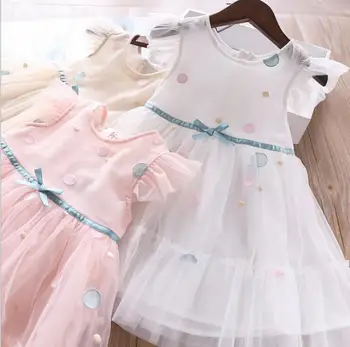 

2020 Summer Baby Girls Dot Mesh Dress, Princess Kids Cute Clothing 6 pieces/lot, Wholesale