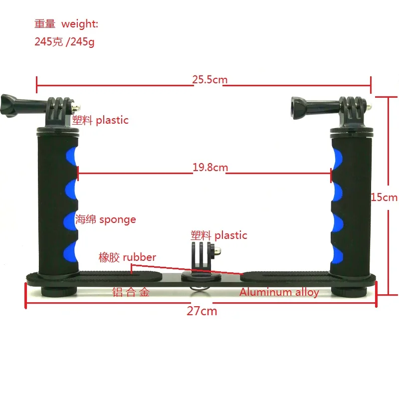 Mergulho à Prova Titular para Gopro Novo Dwaterproof Água Handheld Stents Hero 5 9 7 8 Xiaomi yi 4k Mijia Sjcam Sj6 Sj8 - Eken H9r Câmera Led Luz - Image 2