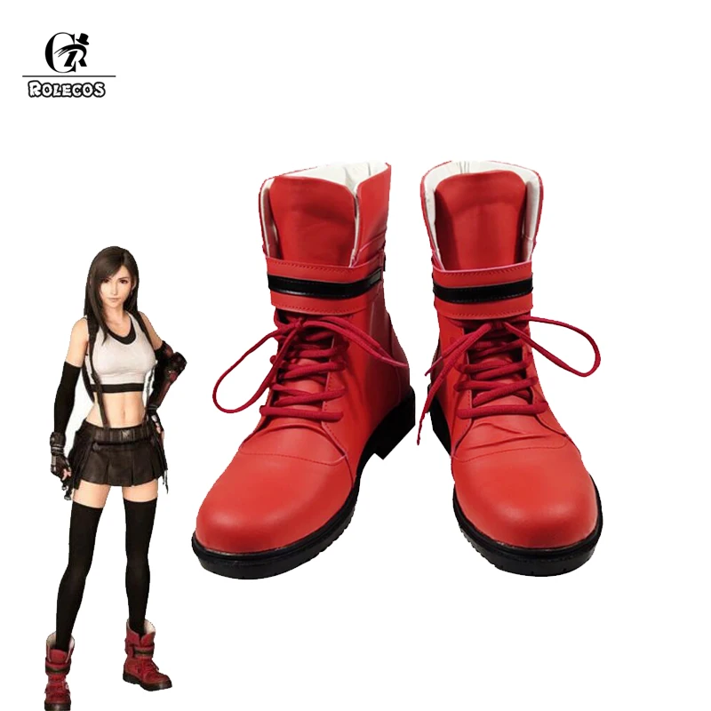 

ROLECOS Final Fantasy VII Tifa Cosplay Shoes Tifa Boots Women Shoes Game Cosplay FF7 Remake Lockhart Red Martin Boots Halloween